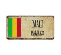 Mali BAMAKO - Letreros de metal rústicos de moda chic para el hogar, recuerdo de país nacional, decoración de habitación para hombres, placa de metal para tienda, cafetería, oficina, 6 x 12 pulgadas