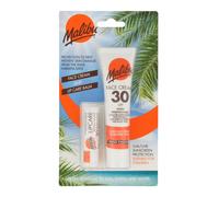 Malibu Duo Pack Proteccin Solar Crema Facial y Blsamo Labial SPF 30 Resistente al Agua
