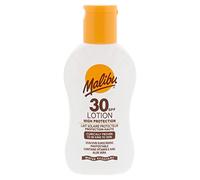 Malibu Sun SPF 30 Loción, crema solar de alta protección, resistente al agua, enriquecida con vitaminas, 100 ml