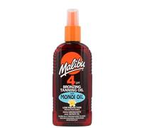 Malibu Sun SPF 4 Bronceador Monoi Spray de aceite bronceador con baja protección, resistente al agua, aroma tropical, 200 ml
