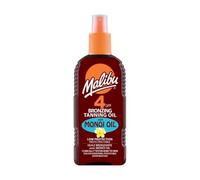Malibu Sun SPF 4 Bronceador Monoi Spray de aceite bronceador con baja protección, resistente al agua, aroma tropical, 200 ml