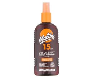 Malibu Suntan Dry Oil Spray Very Water Resistant SPF 15 Medium Protection