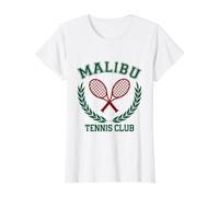 Malibu Tennis Club Preppy Varsity Estética Camiseta gráfica económica, Mujer, Blanco, XL