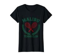 Malibu Tennis Club Preppy Varsity Estética Camiseta gráfica económica, Mujer, Negro, S
