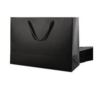 MALICPLUS 12 bolsas de regalo extra grandes de 16 x 6 x 12 pulgadas, bolsas de regalo grandes de lujo negro mate con asas para todas las ocasiones (acabado texturizado de grano)
