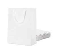 Malicplus 12 bolsas de regalo extra grandes de 16 x 6 x 12 pulgadas, bolsas de regalo grandes de lujo con asas (algodón) para todas las ocasiones (blanco mate negro en relieve), 10X5X13, 10x5x13 Blanco