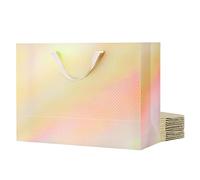 MALICPLUS 12 bolsas de regalo extragrandes de 16 x 6 x 12 pulgadas, bolsas de regalo grandes holográficas doradas con asas para todas las ocasiones (acabado de textura de celosía)