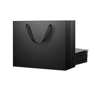 MALICPLUS 12 bolsas de regalo grandes de 13 x 5 x 10 pulgadas, bolsas de regalo grandes de color negro mate con asas para todas las ocasiones (acabado de textura de celosía)