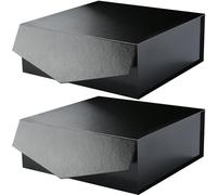 MALICPLUS 2 Cajas de regalo extra grandes de 30,48 x 12,7 cm, cajas de regalo con tapas, cajas de propuesta para padrinos, cajas resistentes, cierre magnético, cajas de almacenamiento plegables (negro brillante)