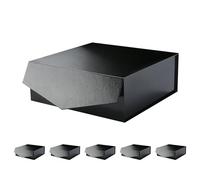 MALICPLUS 6 cajas de regalo con tapas, cajas de regalo grandes de 9 x 9 x 3.4 pulgadas, cajas de regalo negras, cajas de propuesta de padrino de boda con cierre magnético (textura de hierba negra)