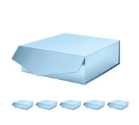 MALICPLUS 6 cajas de regalo con tapas de 9 x 9 x 3.4 pulgadas, cajas azules para propuesta de damas de honor con cierre magnético para el día del padre o todas las ocasiones (azul brillante)