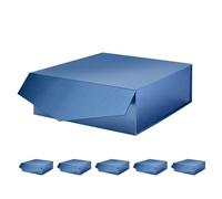 MALICPLUS 6 cajas de regalo con tapas de 9 x 9 x 3.4 pulgadas, cajas de propuesta de padrinos de boda azul marino con cierre magnético para Pascua o todas las ocasiones (azul marino brillante)