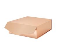 MALICPLUS Caja de regalo con tapa de 9 x 9 x 3.4 pulgadas, caja de propuesta de dama de honor de oro rosa con cierre magnético para todas las ocasiones (oro rosa brillante)