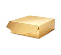 MALICPLUS Caja de regalo con tapa de 9 x 9 x 3.4 pulgadas, caja de propuesta de padrino de boda dorada con cierre magnético para todas las ocasiones (oro brillante)