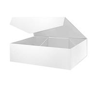 MALICPLUS Caja de regalo extragrande, 16.3 x 14.2 x 5 pulgadas, caja de regalo blanca para ropa y regalos grandes, caja de regalo con cierre magnético (textura de celosía)