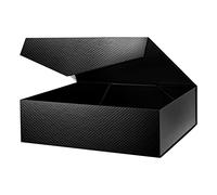 MALICPLUS Caja de regalo extragrande, 16.3 x 14.2 x 5 pulgadas, caja de regalo negra para ropa y regalos grandes, caja de regalo con cierre magnético (textura de entramado)
