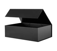 MALICPLUS Caja de regalo grande de 13.5 x 9 x 4.1 pulgadas, caja de regalo negra con tapa, caja de padrino de boda, caja de regalo resistente, caja de regalo plegable con cierre magnético (negro mate)