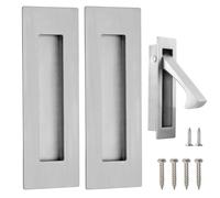 Malimali Juego de manijas de puerta corredera y tiradores de borde, de acero inoxidable de 150 mm, tiradores de dedo para puerta de bolsillo, armario, puerta de granero (acero cepillado)