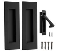 Malimali Juego de manijas de puerta corredera y tiradores de borde, manijas empotradas de acero inoxidable de 150 mm para puerta de bolsillo, armario, puerta de granero (negro mate)
