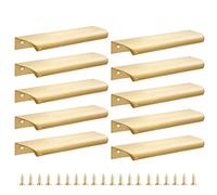 Malimali Paquete de 10 manijas y tiradores dorados para armarios y cajones, manijas modernas de aluminio de 150 mm, latón cepillado