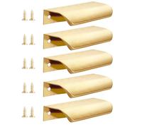 Malimali Paquete de 5 manijas de alacena de cocina de color dorado oscuro para armarios y cajones, de aluminio moderno, 80 mm, para puerta de armario, baño, color dorado oscuro cepillado