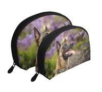 Malinois Belga Mascotas Perros Malinois Belga, Bolsa de Maquillaje de Concha, Monedero pequeño para Mujer, Bolsa de artículos de tocador, Bolsa de cosméticos, 2 Piezas