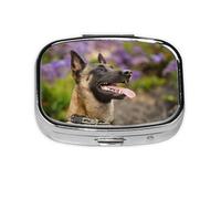 Malinois belga Mascotas Perros Malinois belga, Pastillero cuadrado para bolsillo o monedero, pequeño contenedor de pastillas, organizador de pastillas de viaje