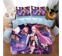 MALITING Juego de cama de anime Sakura, funda nórdica y funda de almohada para niña, 135 x 200 cm, para cama individual, doble, individual, regalo A, 155 x 220 + 80 x 80 cm