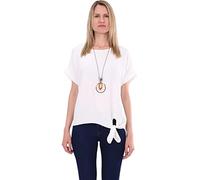 Malito 10508 - Blusa de manga corta para mujer con corte cómodo, elegante blusa con nudos, informal y suelta, talla única, Blanco, 36-44