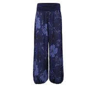 Malito 1485 - Pantalones harén para mujer, diseño floral, transpirable, para el tiempo libre, para la playa, respetuosos con la piel, 1485, azul oscuro, 36-44