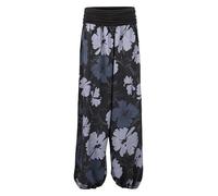 Malito 1485 - Pantalones harén para mujer, diseño floral, transpirable, para el tiempo libre, para la playa, respetuosos con la piel, 1485, Negro , 36-44
