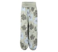 Malito 1485 - Pantalones harén para mujer, diseño floral, transpirable, para el tiempo libre, para la playa, respetuosos con la piel, 1485, verde oliva, 36-44