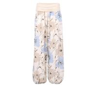 Malito 1485 - Pantalones harén para mujer, diseño floral, transpirable, para el tiempo libre, para la playa, respetuosos con la piel, 1485, beige, 36-44