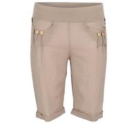 Malito 1810 - Bermudas para mujer, color liso, ligeramente transparente, estilo informal, pantalones de algodón para vacaciones, playa y uso diario, marrón, S