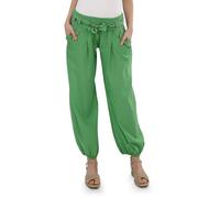 Malito 3417 - Pantalones bombachos para mujer en colores lisos | Pantalones ligeros de tela | Pantalones de playa | Pantalones harén informales, verde, 36 ES/42 ES