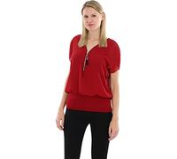 Malito 6298 - Blusa de manga corta para mujer, diseño de murciélago, túnica con cremallera, cintura ancha, elegante, burdeos, 36-44