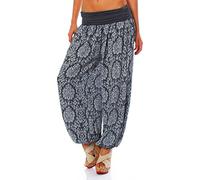 Malito 7198 - Pantalones Capri para Mujer con Estampado Oriental, para Bailar, Bombacho para Relajarse, para Tiempo Libre Gris Talla única