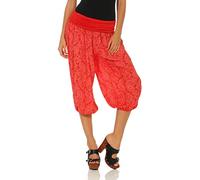 Malito 8581 - Pantalones Capri para Mujer con Estampado Oriental, para Bailar, Bombacho para Relajarse, para Tiempo librero Rojo Talla única