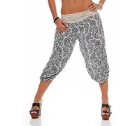Malito 8581 - Pantalones Capri para Mujer con Estampado Oriental, para Bailar, Bombacho para Relajarse, para Tiempo Libre Beige Talla única