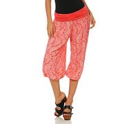Malito 8581 - Pantalones Capri para Mujer con Estampado Oriental, para Bailar, Bombacho para Relajarse, para Tiempo Libre Coral Talla única