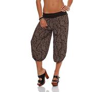Malito 8581 - Pantalones Capri para Mujer con Estampado Oriental, para Bailar, Bombacho para Relajarse, para Tiempo Libre marrón Oscuro Talla única