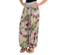 Malito 8939 - Pantalones harén para mujer, con estampado floral, para bailar, para relajarse, para tiempo libre, pantalones, gris claro, 36-44