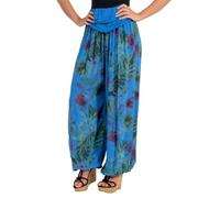Malito 8939 - Pantalones harén para mujer, con estampado floral, para bailar, para relajarse, para tiempo libre, pantalones, azul, 36-44