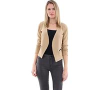 Malito Blazer Ante Basic-Look en Cremallera Business 6040 Mujer (S, Beige)