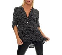 Malito Blusa con Animal-Print Safari 3/4 Túnica Parte Superior Top Obersized 6702 Mujer Talla Única (Gris Oscuro)
