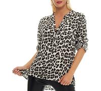 Malito Blusa con Animal-Print Safari 3/4 Túnica Parte Superior Top Obersized 6702 Mujer Talla Única (Beige)
