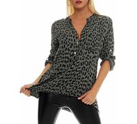 Malito Blusa con Animal-Print Safari 3/4 Túnica Parte Superior Top Obersized 6702 Mujer Talla Única (Oliva)