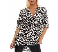 Malito Blusa con Animal-Print Safari 3/4 Túnica Parte Superior Top Obersized 6702 Mujer Talla Única (Rosa)