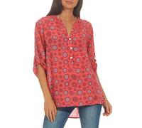 Malito Blusa con V-Neck 3/4 Túnica Parte Superior Top Obersized 6703 Mujer Talla Única (Coral)