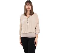 Malito Blusa con Ziper 3/4 Túnica Parte Superior Top Obersized Zipper 6297 Mujer Talla Única (Beige)